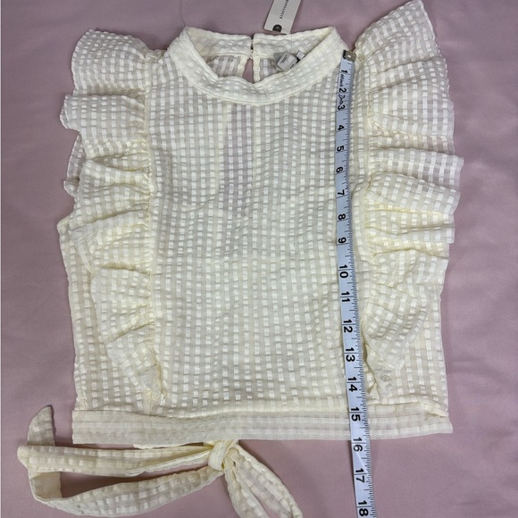 Anthropologie Cream Ruffle Blouse - Picture 5 of 8